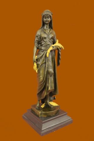 Renommierte Künstler Von Französisch Bouret Maiden Mädchen Gold Patina Bronze Bild