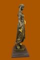 Renommierte Künstler Von Französisch Bouret Maiden Mädchen Gold Patina Bronze Antike Bild 1