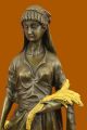 Renommierte Künstler Von Französisch Bouret Maiden Mädchen Gold Patina Bronze Antike Bild 5