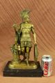 Bronze Figur Auf Marmor Basis - Griechisch/ Römischer Soldat Mit Speer,  Schild Antike Bild 1