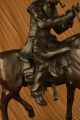 L Vintage Schwer Western Cowboy Bronze Sculpture Hot Cast Heim Decor Antike Bild 11