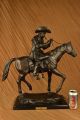 L Vintage Schwer Western Cowboy Bronze Sculpture Hot Cast Heim Decor Antike Bild 1