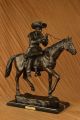 L Vintage Schwer Western Cowboy Bronze Sculpture Hot Cast Heim Decor Antike Bild 2