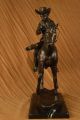 L Vintage Schwer Western Cowboy Bronze Sculpture Hot Cast Heim Decor Antike Bild 3