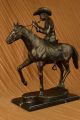 L Vintage Schwer Western Cowboy Bronze Sculpture Hot Cast Heim Decor Antike Bild 4