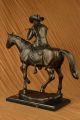L Vintage Schwer Western Cowboy Bronze Sculpture Hot Cast Heim Decor Antike Bild 6