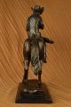 L Vintage Schwer Western Cowboy Bronze Sculpture Hot Cast Heim Decor Antike Bild 7