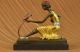Bronze Skulptur Mädchen Mit Papagei Kunst Figur Von Haus Dekoration Antike Bild 5