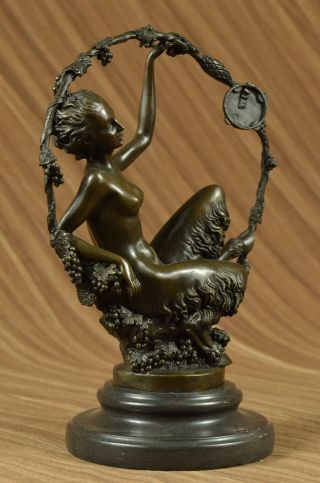 Kunst Deko Fantasy Satyr Mit Nackter Nymphe Bronze Skulptur Marmorfuß Figur Deko Bild