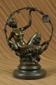 Kunst Deko Fantasy Satyr Mit Nackter Nymphe Bronze Skulptur Marmorfuß Figur Deko Antike Bild 1