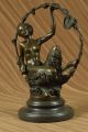 Kunst Deko Fantasy Satyr Mit Nackter Nymphe Bronze Skulptur Marmorfuß Figur Deko Antike Bild 3