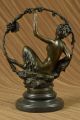 Kunst Deko Fantasy Satyr Mit Nackter Nymphe Bronze Skulptur Marmorfuß Figur Deko Antike Bild 6
