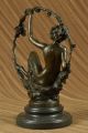 Kunst Deko Fantasy Satyr Mit Nackter Nymphe Bronze Skulptur Marmorfuß Figur Deko Antike Bild 7