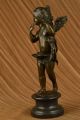 Hautfarben Baby Angel Bronzestatue Plastik Marmorsockel Figur Dekor Deco Antike Bild 3
