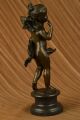 Hautfarben Baby Angel Bronzestatue Plastik Marmorsockel Figur Dekor Deco Antike Bild 7