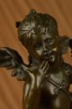 Hautfarben Baby Angel Bronzestatue Plastik Marmorsockel Figur Dekor Deco Antike Bild 8