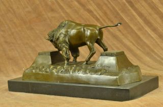 Skulptur Amerikanisch Büffel Bison Western Kunst Bronze Marmor Statue Kunst Bild