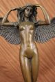 Bronze Statue Nackter Frauen Engel Deko Kunst Signiert:a.  A Weinman,  Marmor Figur Antike Bild 1