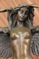 Bronze Statue Nackter Frauen Engel Deko Kunst Signiert:a.  A Weinman,  Marmor Figur Antike Bild 5
