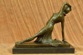 Art Deco Skulptur Nouveau Von D.  H Chiparus Tänzerin Bronze Statue Lrg Figur Bild