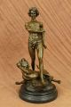 Bronze Skulptur Figur Museum Qualität Wachs Junger Tarzan Und Löwe Antike Bild 1