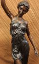 Römische Mädchen Haltenlampe Licht Leuchte Bronze Skulptur Kunst 130cm Antike Bild 4