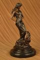 Bronzestatue Jugendstil Gestylte Frau Steinbock Skulptur Heiß - Gieß Figur Antike Bild 3