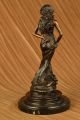 Bronzestatue Jugendstil Gestylte Frau Steinbock Skulptur Heiß - Gieß Figur Antike Bild 5