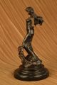 Bronzestatue Jugendstil Gestylte Frau Steinbock Skulptur Heiß - Gieß Figur Antike Bild 7