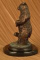 Bären Skulptur Bronze Braun Stehend Mit Kleinem Bär Art Deco Gusseisen Figur Antike Bild 4