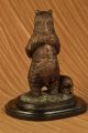 Bären Skulptur Bronze Braun Stehend Mit Kleinem Bär Art Deco Gusseisen Figur Antike Bild 5