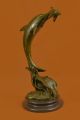 Unterzeichnet Ferdinand Pautrot Delfine Wasserwelt Bronze Heiß Guss Skulp.  Figur Antike Bild 2