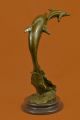 Unterzeichnet Ferdinand Pautrot Delfine Wasserwelt Bronze Heiß Guss Skulp.  Figur Antike Bild 3