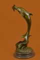 Unterzeichnet Ferdinand Pautrot Delfine Wasserwelt Bronze Heiß Guss Skulp.  Figur Antike Bild 4