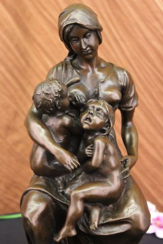 Nursery Decor Mutter Und Baby Säugling Kind Bronze Partner Marmorstatue Kunst Bild