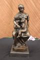 Nursery Decor Mutter Und Baby Säugling Kind Bronze Partner Marmorstatue Kunst Antike Bild 2