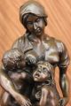 Nursery Decor Mutter Und Baby Säugling Kind Bronze Partner Marmorstatue Kunst Antike Bild 4