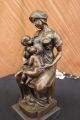 Nursery Decor Mutter Und Baby Säugling Kind Bronze Partner Marmorstatue Kunst Antike Bild 7