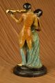 Bronzeskulptur Mann Umwirbt Junge Dame Violinenspieler Guss Art Deko Ausverk. Antike Bild 5