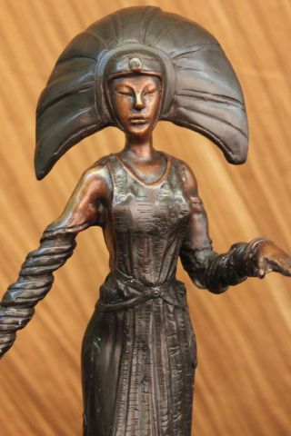 Skulptur Rar Byzantinerin Mädchen In Bronze Art Deco Marmorsockel Figurine Dekor Bild