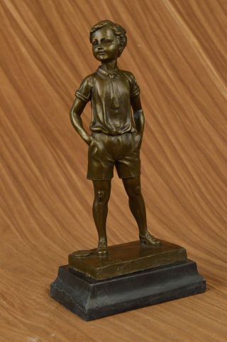 Art Deco Stil Figur Bronze Junge Preiss Buchstütze Marmor Fuß Figur Bild