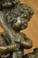 Bronze Metall Skulptur Vintage Guss After Auguste Moreau Engel Putti Cherub Antike Bild 7