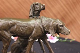 Zwei Jagdhunde Brinze Statue,  Signiert: A.  Cain Art Deco Skulptur Figur Decor Bild
