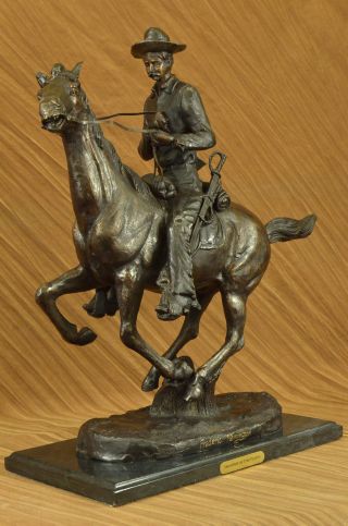 Remington Bronze Trooper Der Ebenen Skulptur Statue Reg 56cm H Made In Europe Bild