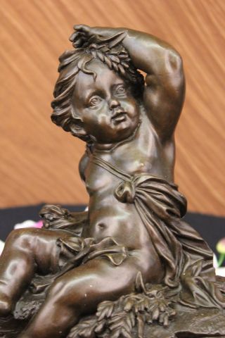 Bronzeskulptur Nackter Jungen Art Deco Marmorsockel Figur Statue Geschenk Bild