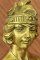 Vintage Unterzeichnung Nacktes Mädchen Büste Bronze Skulptur Art Statue Figur Antike Bild 5
