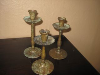 Antik,  3 Kerzenständer Aus Metall,  Nachlass,  Dachbodenfund Bild