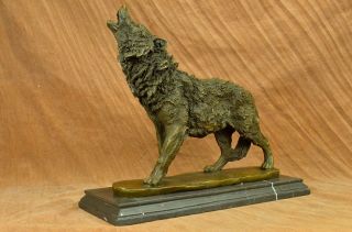 Art Deco Bronze Skulptur/statue Figur Wolf Deutsch Schäferhund Marmor Dekor Bild