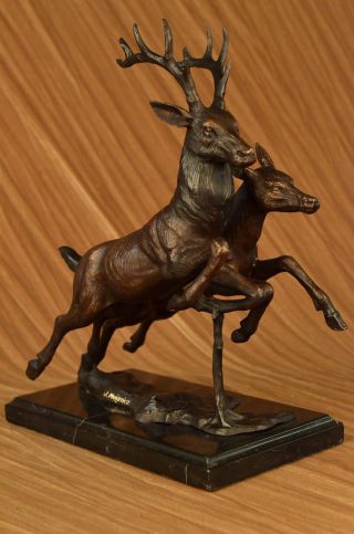 Bronze - Skulptur Signiert Große Moigniez Hirsch Tierwelt - - Bild