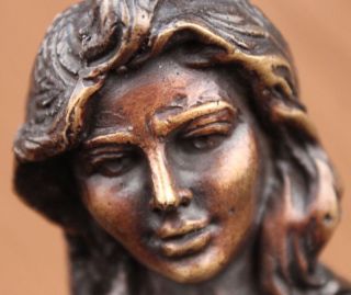 Bronze Skulptur Girl W/ Water Wine Jar Aquarius Zodiac Roman Art Deko Figur Bild